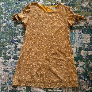 Mustard Dot Dress with tie sleeves